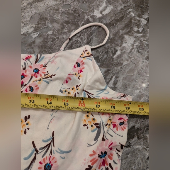 NWT Nine Britton Floral Knit mini cream coral Strappy skater beachy Dress sz XLP - Picture 14 of 14